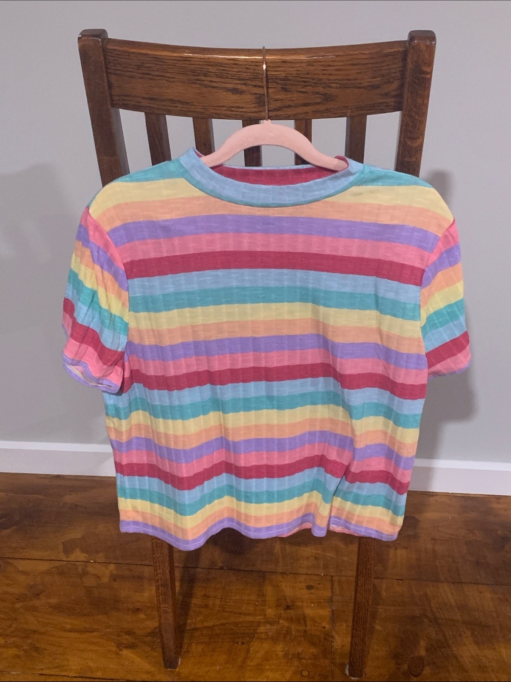 Vintage Forever 21 Multicolor Pastel Stripe Tee
